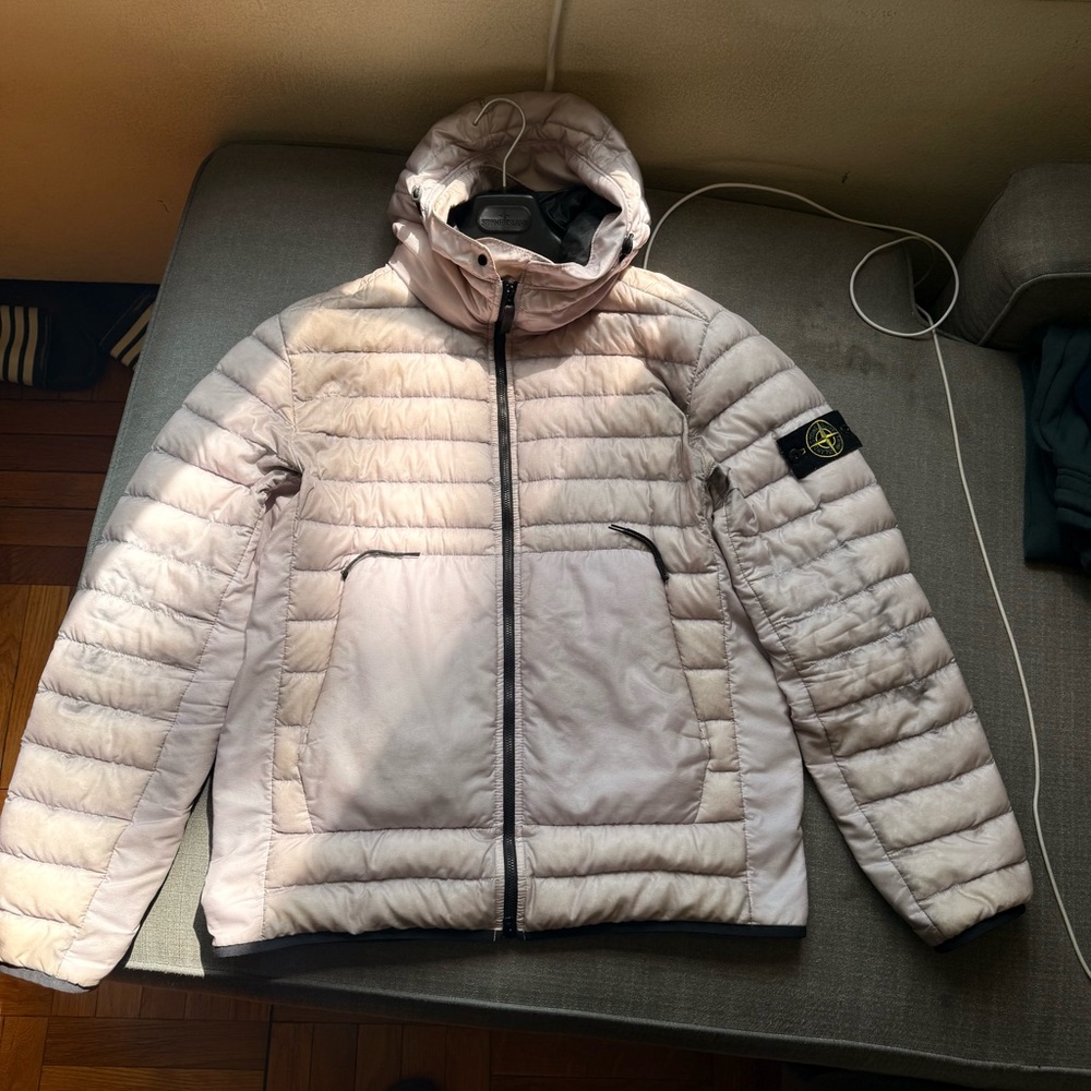 Stone Island Pale Pink Quilted Hooded Jacket